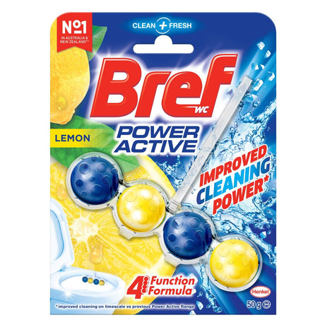 6x Bref Power Active 50g Toilet Rim Block Cleaner Bulk Pack - Juicy Lemon (4 Function)