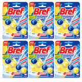 6x Bref Power Active 50g Toilet Rim Block Cleaner Bulk Pack - Juicy Lemon (4 Function)