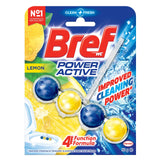 3x Bref Power Active 50g Toilet Rim Block Cleaner Pack - Juicy Lemon (4 Function)
