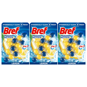 3x 3pk Bref Power Active 50g Toilet Rim Block Cleaner Pack - Lemon