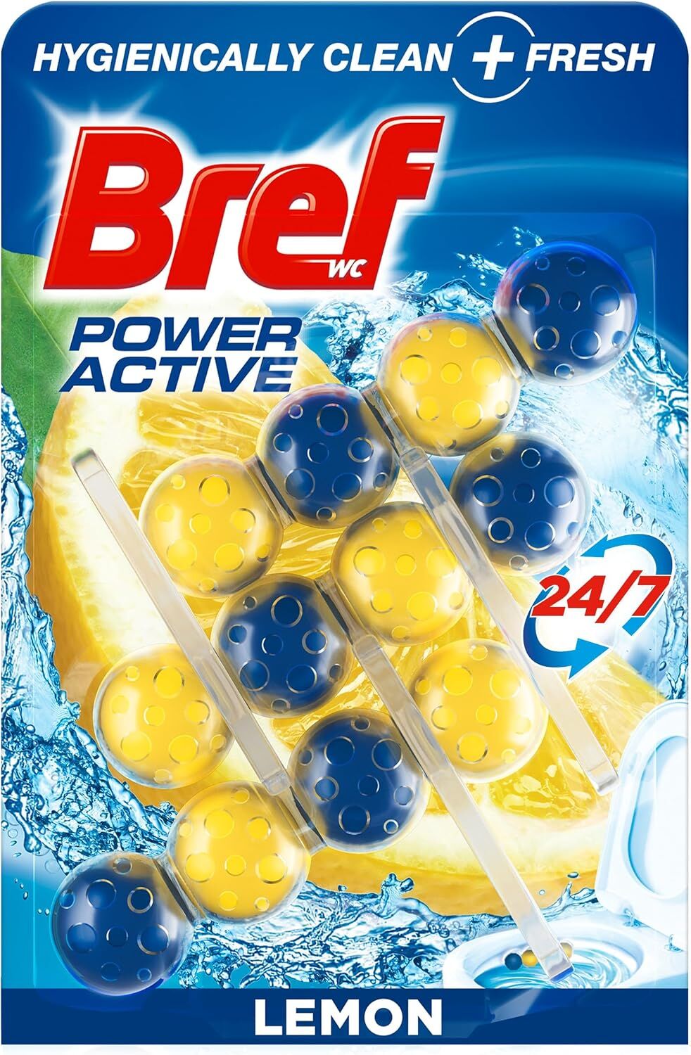 5x Packs of 3 Bref Power Active Lemon Toilet Rim Cleaner Block 50g