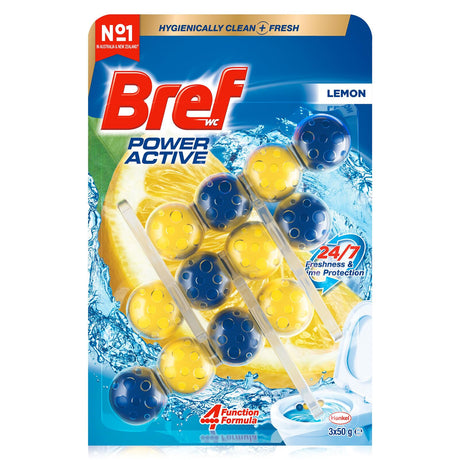 3pk Bref Power Active 50g Toilet Rim Block Cleaner - Lemon