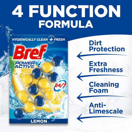 3pk Bref Power Active 50g Toilet Rim Block Cleaner - Lemon