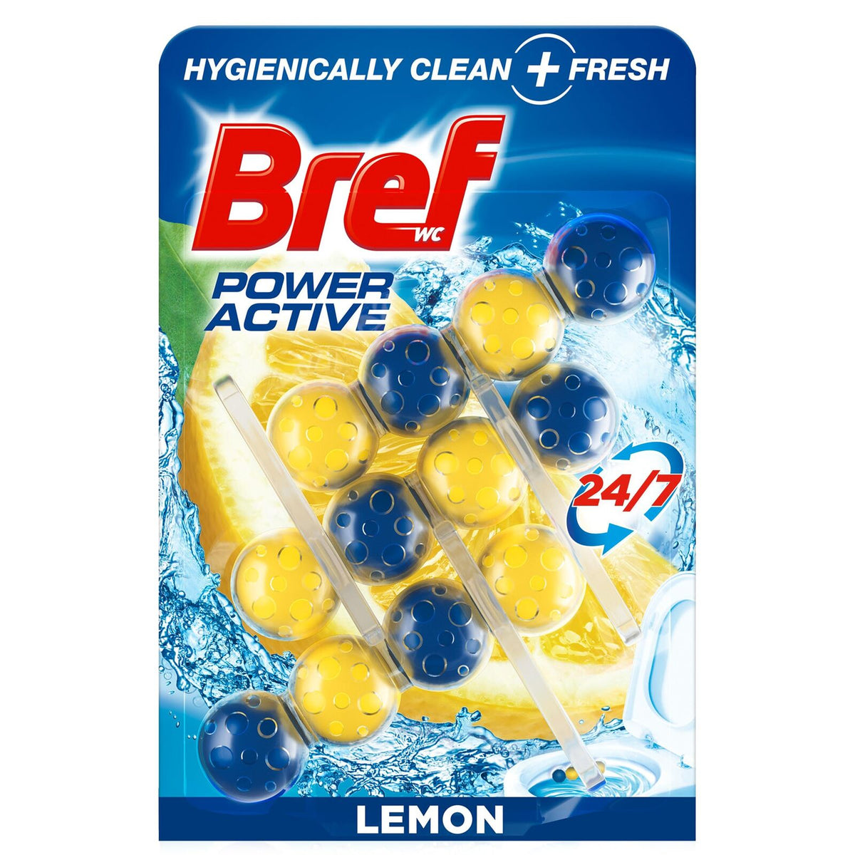 1 Pack of 3 Bref Power Active Lemon Toilet Rim Cleaner Block 50g