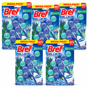 5x Bref 3pk Blue Active Eucalyptus Toilet Rim Block Cleaner 50g