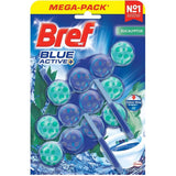 3x 3pk Bref Blue Active 50g Toilet Rim Block Cleaner Pack - Eucalyptus
