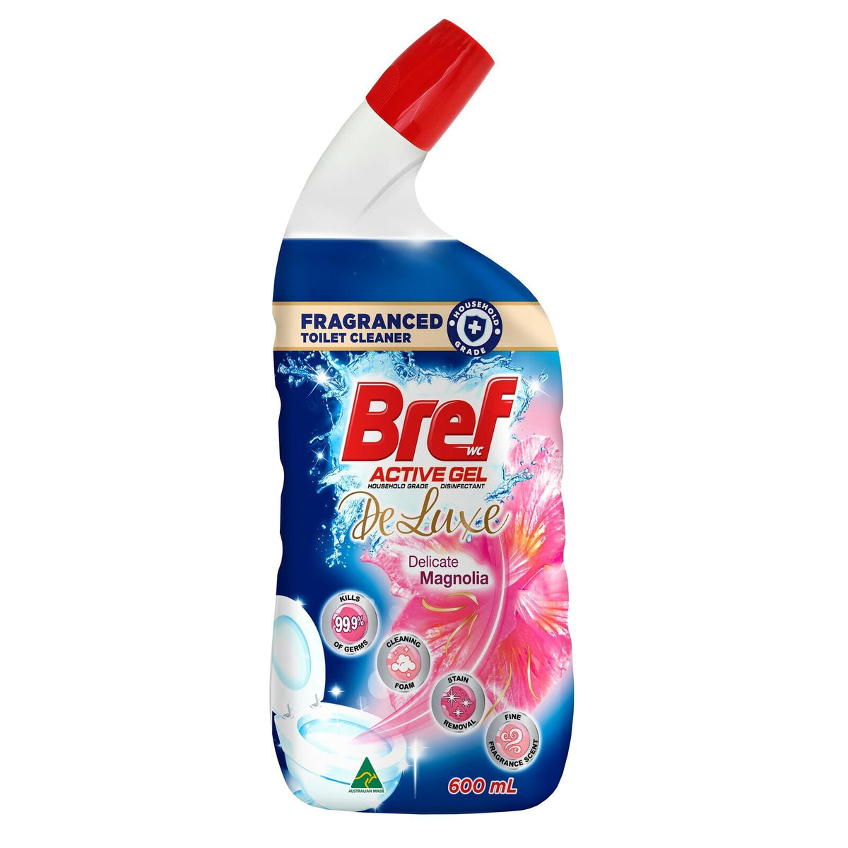 Bref Active Gel De Luxe Toilet Cleaner Disinfectant Magnolia 600mL
