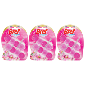 3x Bref Brilliant Gel 84g Toilet Rim Block Cleaner Pack - Spring Rain