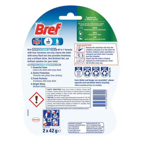 Bref Brilliant Gel 84g Toilet Rim Block Cleaner - Spring Rain