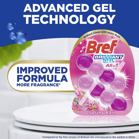 Bref Brilliant Gel 84g Toilet Rim Block Cleaner - Spring Rain