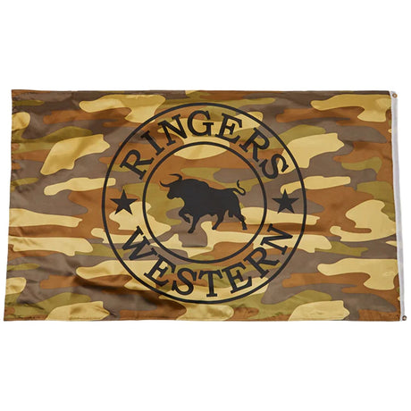Ringers Western Signature Flag 5ft x 3ft Polyester Logo with Brass Grommets in Camo/Black