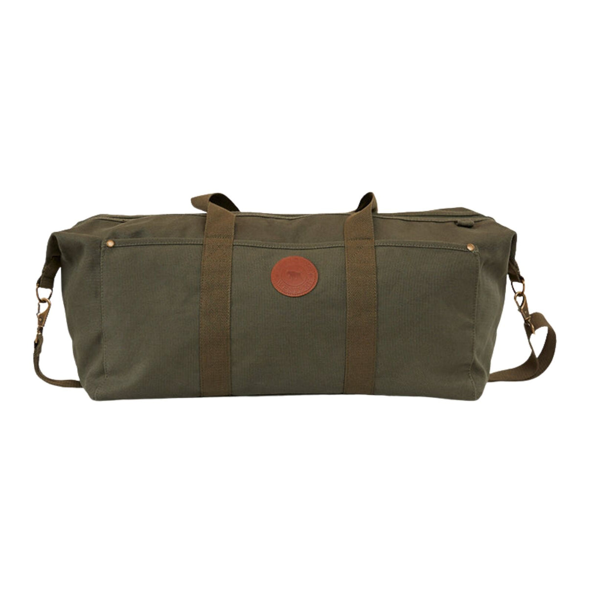 Ringers Western Kirkwood Duffle Bag 100% Cotton Canvas 50cm Travel Holdall with Leather Accents in Military Green