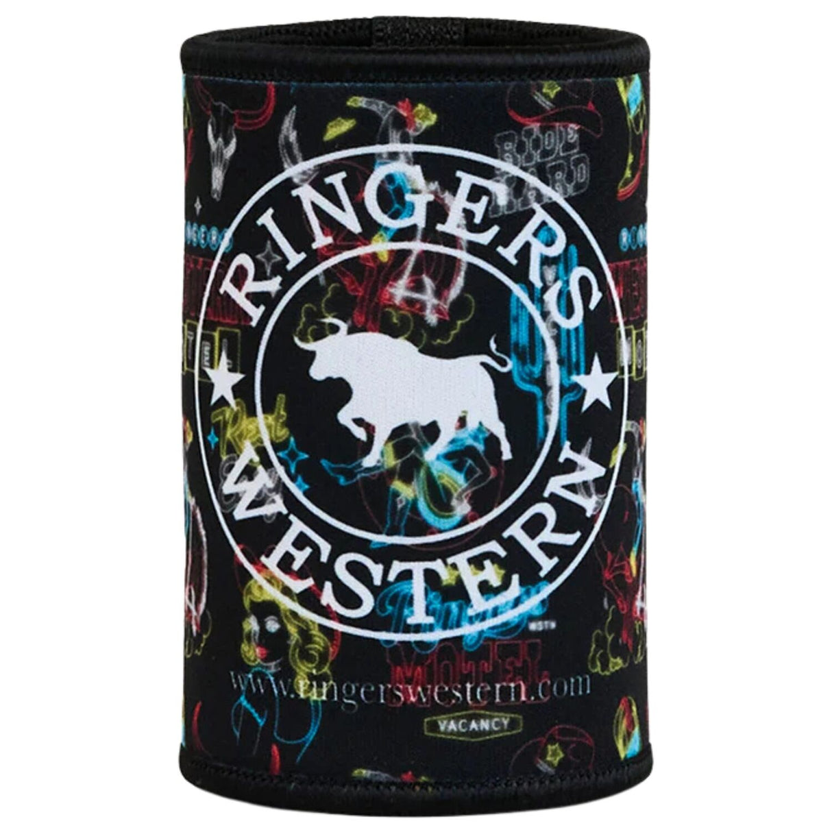 Ringers Western Stubby Cooler Holder Neoprene Saloon Design in Mulberry