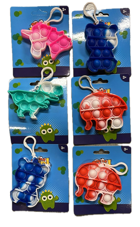 Bubble Pop It Fidget Keyring - Silicone Squeeze Sensory Stress Reliever Toy