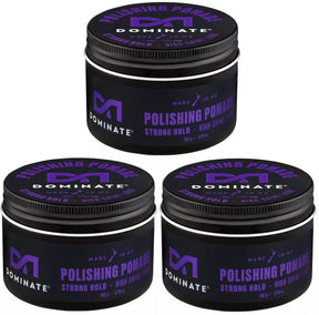 3x Dominate 105g Polishing Pomade Bulk Pack - Strong Hold High Shine
