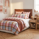 Renee Taylor Miranda Check Textured Cotton Slub Reversible Kids Quilt Cover Set (OEKO-TEX Certified)