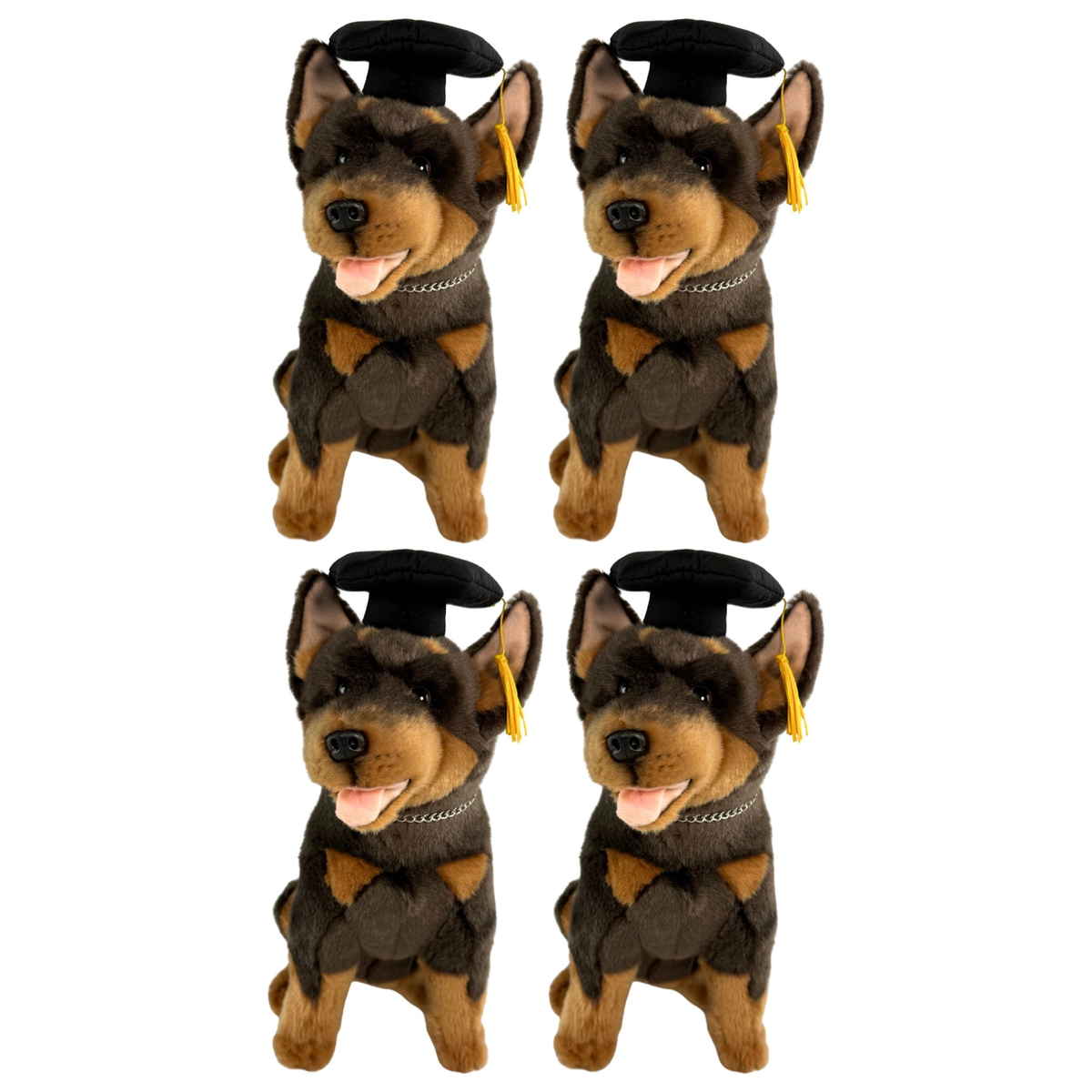 4x Bocchetta Basil 28cm Graduation Kelpie Plush Toy Bulk Pack - Red/Tan (Stuffed Animal Dog Grad Gift)