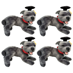 4x Bocchetta Flint 35cm Lying Graduation Staffy Plush Toy Bulk Pack - Grey (Stuffed Animal Dog Grad Gift)
