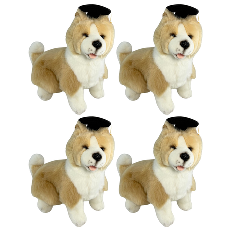 4x Bocchetta Bailey 23cm Graduation Border Collie Plush Toy Bulk Pack (Stuffed Animal Dog Grad Gift)