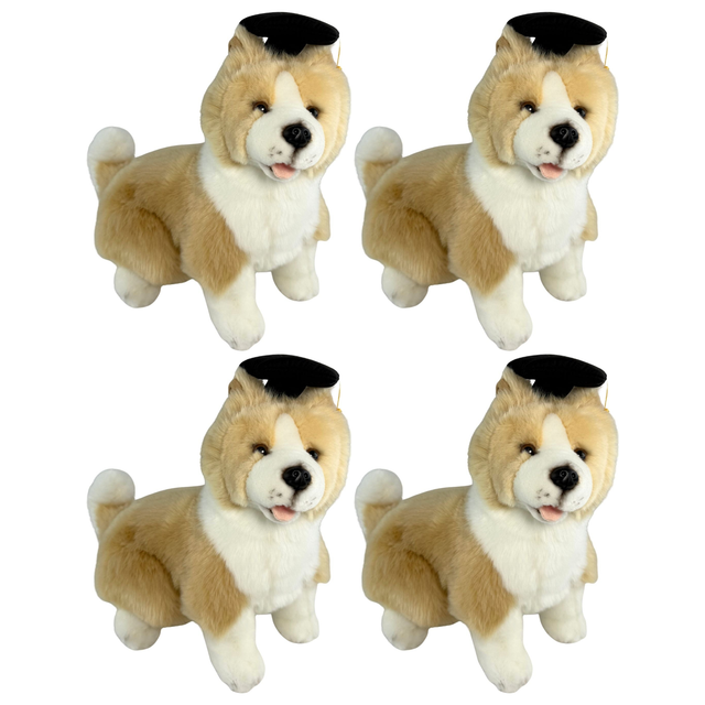 4x Bocchetta Bailey 23cm Graduation Border Collie Plush Toy Bulk Pack (Stuffed Animal Dog Grad Gift)