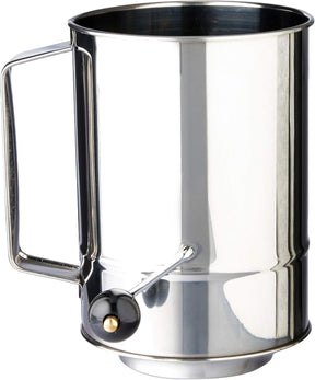 Cuisena 5-Cup Stainless Steel Flour Sifter - Silver/Black (Crank Handle)