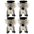 4x Bocchetta Athena 20cm Graduation Koala Plush Toy Bulk Pack - Grey (Stuffed Animal Grad Gift)