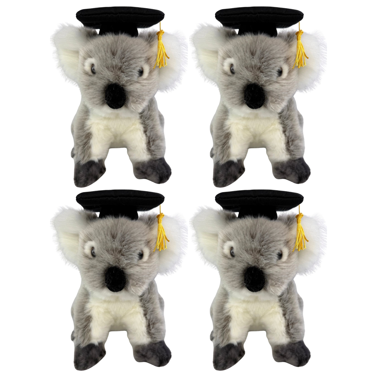 4x Bocchetta Athena 20cm Graduation Koala Plush Toy Bulk Pack - Grey (Stuffed Animal Grad Gift)