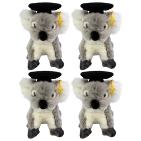4x Bocchetta Athena 20cm Graduation Koala Plush Toy Bulk Pack - Grey (Stuffed Animal Grad Gift)