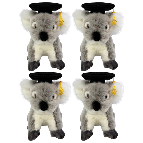 4x Bocchetta Athena 20cm Graduation Koala Plush Toy Bulk Pack - Grey (Stuffed Animal Grad Gift)
