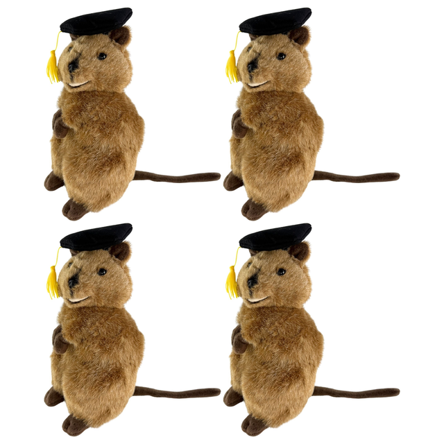 4x Bocchetta Sheldon 21cm Graduation Quokka Plush Toy Bulk Pack (Stuffed Animal Grad Gift)
