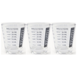 3x Cuisena Mini Cooks Glass 30ml Measuring Cup Pack - Clear Shot Glass (6tsp/2tbsp/1oz)
