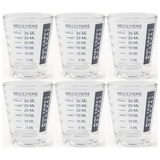 6x Cuisena Mini Cooks Glass 30ml Measuring Cup Bulk Pack - Clear Shot Glass (6tsp/2tbsp/1oz)