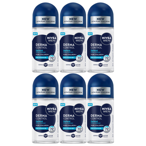 6x Nivea Mens Derma Control 72H Roll-On Antiperspirant Deodorant Bulk Pack - 50ml
