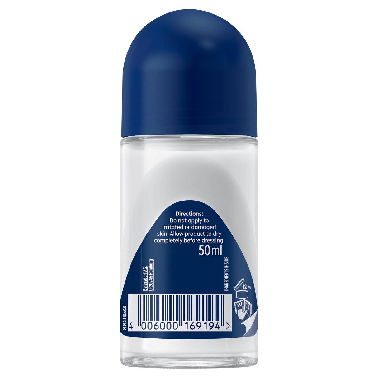 NIVEA Mens Derma Control Roll-On Antiperspirant Deodorant 50ml 72H