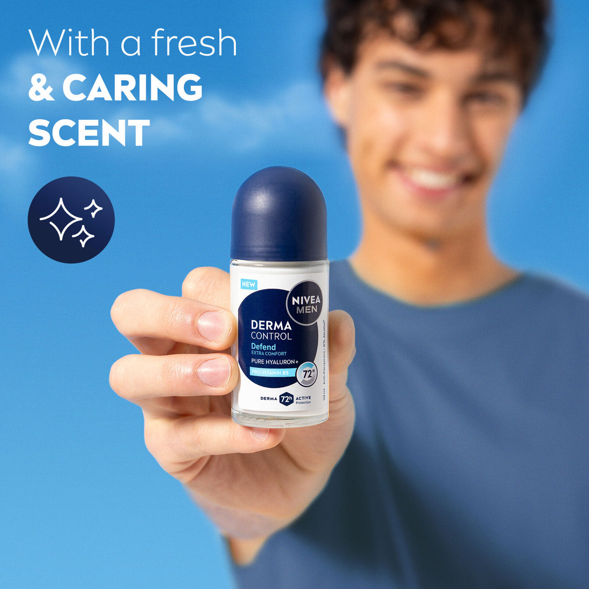 NIVEA Mens Derma Control Roll-On Antiperspirant Deodorant 50ml 72H
