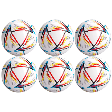 6x Classic Standard Soccer Ball Bulk Pack - Size 5 (Football Training)