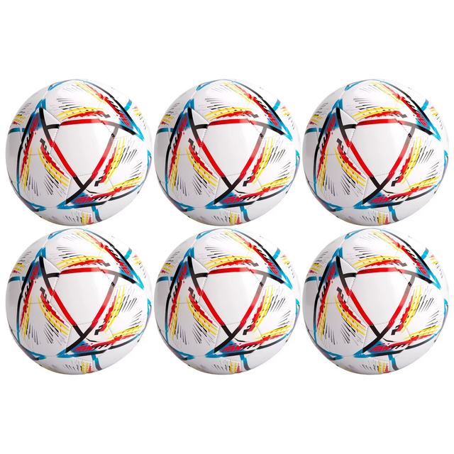 6x Classic Standard Soccer Ball Bulk Pack - Size 5 (Football Training)