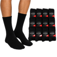 12x Mens Cotton Crew Socks for Everyday/Sports Bulk Pack in Black