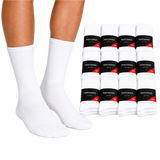 12x Mens Cotton Crew Socks for Everyday/Sports Bulk Pack in White