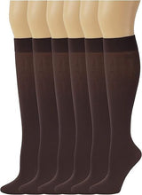 12x Womens Plain Brown Opaque Knee High Trouser Socks (One Size) - Bulk Pack