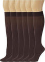 12x Womens Plain Brown Opaque Knee High Trouser Socks (One Size) - Bulk Pack