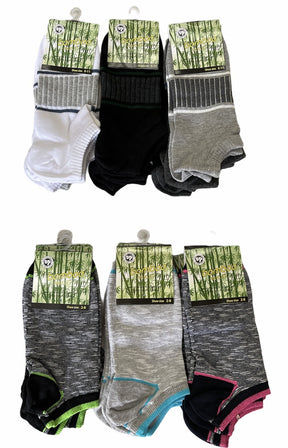 6 Pairs Anklet Bamboo Socks Bulk Pack - Sports Ankle Odour Resistant Socks w/ Cushion