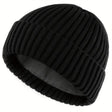 Winter Ribbed Knitted Hat Men Women Warm Thick Beanie Fleece Ski Cap Outdoor Thermal - Black