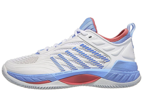 K-Swiss Hypercourt Supreme 2 Clay Womens Tennis Shoes in White/Blue/Pink