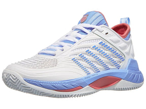 K-Swiss Hypercourt Supreme 2 Womens Clay Tennis Shoes in White/Blue/Pink