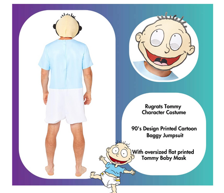 Rugrats Mens Tommy Pickles Party Costume Halloween TV Cartoon - Officially Licensed
