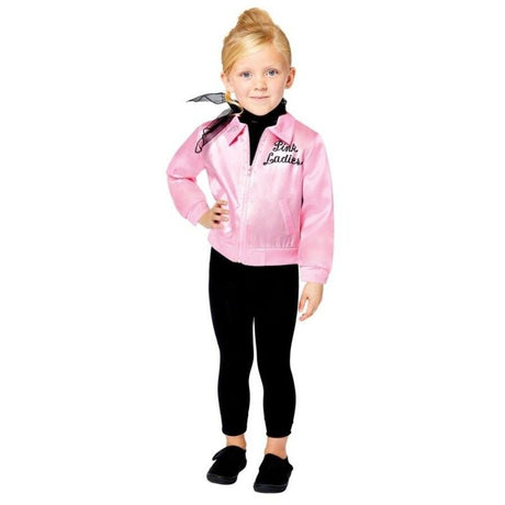 Grease Kids Childrens Pink Lady Party Costume Jacket Girls 8-10 Years