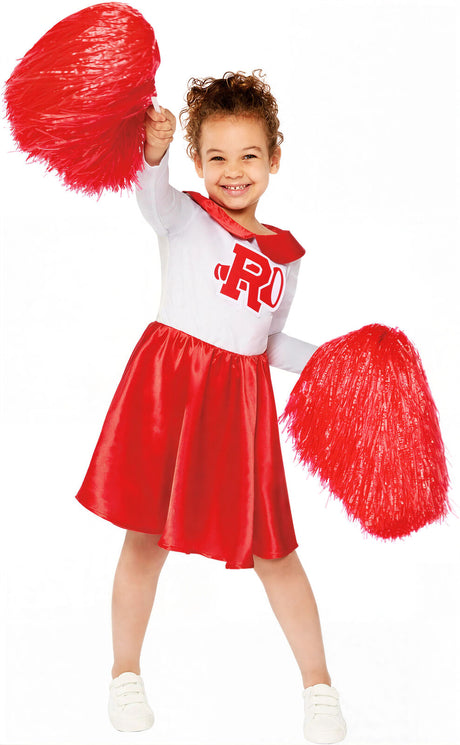 Grease Girls Cheerleader Costume Size 10–12 Years Lightweight Polyester Fancy Dress in Red White