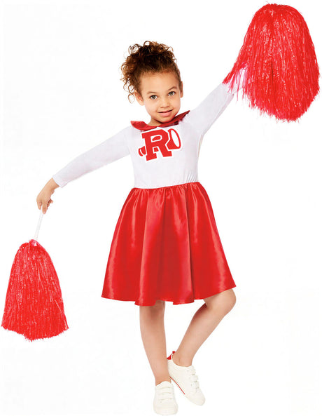 Grease Girls Cheerleader Costume Size 10–12 Years Lightweight Polyester Fancy Dress in Red White