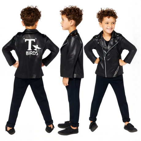 Costume Grease T Bird Leather Jacket 8–10 Years Kids Jacket Only in Black
